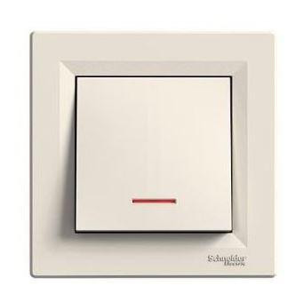 Schneider Asfora Nyomógomb, jezőfényes, komplett, bézs