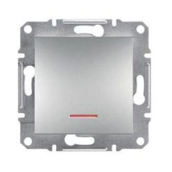   Schneider Asfora Nyomógomb, jezőfényes, keret nélkül, alumínium