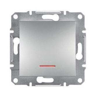 Schneider Asfora Nyomógomb, jezőfényes, keret nélkül, alumínium