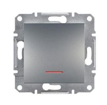 Schneider Asfora Nyomógomb, jezőfényes, keret nélkül, acél