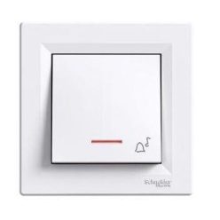   Schneider Asfora Nyomógomb csengőjellel, jelzőfény, komplett, fehér