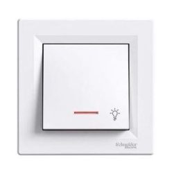   Schneider Asfora Nyomógomb lámpajellel, jelzőfény, komplett, fehér