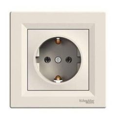 Schneider Asfora aljzat (dugalj) 2P+F, komplett, bézs