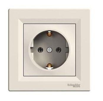 Schneider Asfora aljzat (dugalj) 2P+F, komplett, bézs