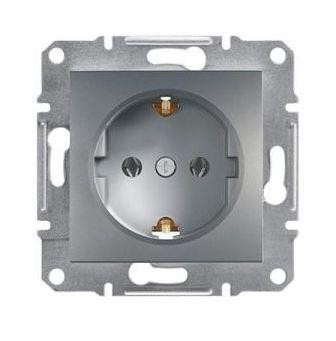 Schneider Asfora aljzat (dugalj) 2P+F, keret nélkül, acél