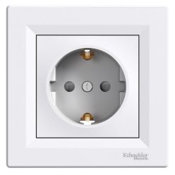   Schneider Asfora aljzat (dugalj) 2P+F,gyermekvédős komplett, fehér