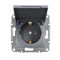   Schneider Asfora aljzat (dugalj) 2P+F, csapfedeles, keret nélkül, acél