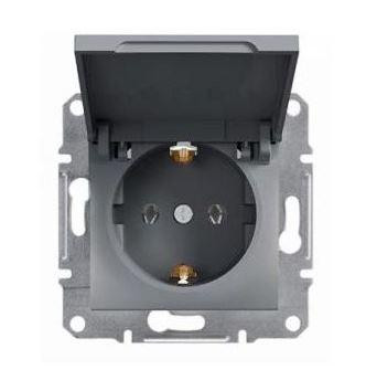 Schneider Asfora aljzat (dugalj) 2P+F, csapfedeles, keret nélkül, acél