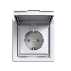   Schneider Asfora aljzat (dugalj) 2P+F, kültéri, komplett, fehér