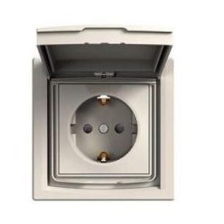   Schneider Asfora aljzat (dugalj) 2P+F, kültéri, komplett, bézs