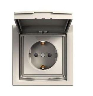 Schneider Asfora aljzat (dugalj) 2P+F, kültéri, komplett, bézs