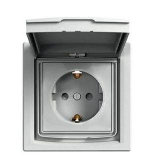 Schneider Asfora aljzat (dugalj) 2P+F, kültéri, komplett, alumínium