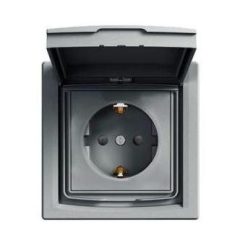   Schneider Asfora aljzat (dugalj) 2P+F, kültéri, komplett, acél