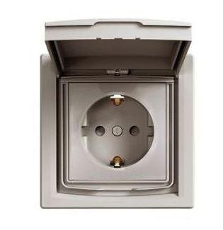 Schneider Asfora aljzat (dugalj) 2P+F, kültéri, komplett, bronz