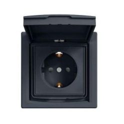   Schneider Asfora aljzat (dugalj) 2P+F, kültéri, komplett, antracit