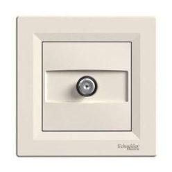   Schneider Asfora TV aljzat, végzáró, 1 dB, komplett, bézs