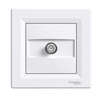 Schneider Asfora TV aljzat, átmenő, 8 dB, komplett, fehér