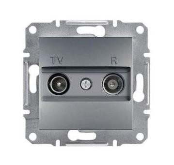 Schneider Asfora TV-R aljzat, átmenő, 4 dB, keret nélkül, acél