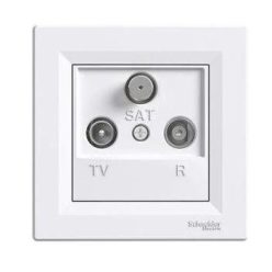   Schneider Asfora TV-R-SAT aljzat, átmenő, 4 dB, komplett, fehér