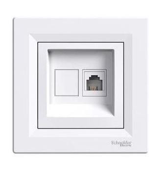 Schneider Asfora Telefon csatlakozóaljzat 1-es, komplett, fehér