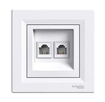 Schneider Asfora Telefon csatlakozóaljzat 2-es, komplett, fehér