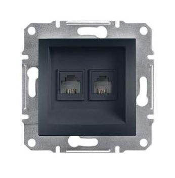 Schneider Asfora Telefon csatlakozóaljzat 2-es, keret nélkül, antracit