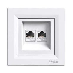   Schneider Asfora Számítógép aljzat Cat5e, 2-es, komplett, fehér