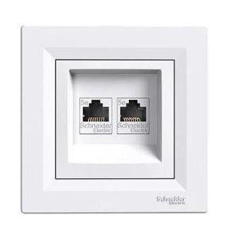 Schneider Asfora Számítógép aljzat Cat5e, 2-es, komplett, fehér