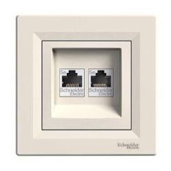   Schneider Asfora Számítógép aljzat Cat5e, 2-es, komplett, bézs