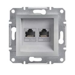   Schneider Asfora Számítógép aljzat Cat5e, 2-es, keret nélkül, alumínium