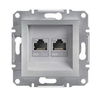 Schneider Asfora Számítógép aljzat Cat5e, 2-es, keret nélkül, alumínium