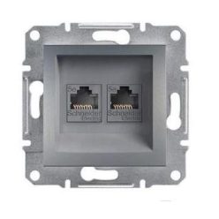   Schneider Asfora Számítógép aljzat Cat5e, 2-es, keret nélkül, acél