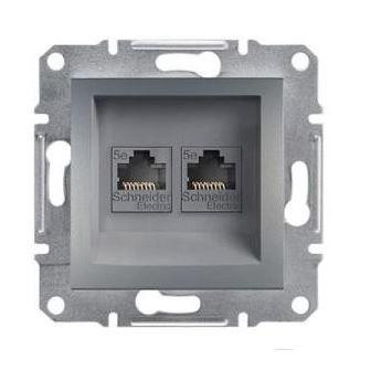 Schneider Asfora Számítógép aljzat Cat5e, 2-es, keret nélkül, acél