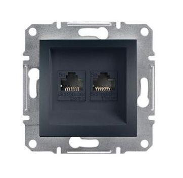 Schneider Asfora Számítógép aljzat Cat5e, 2-es, keret nélkül, antracit