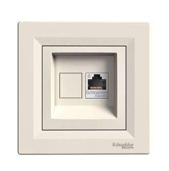 Schneider Asfora Számítógép aljzat Cat6, 1-es, komplett, bézs