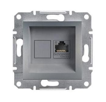 Schneider Asfora Számítógép aljzat Cat6, 1-es, keret nélkül, acél