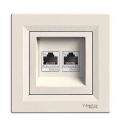   Schneider Asfora Számítógép aljzat Cat6, 2-es, komplett, bézs