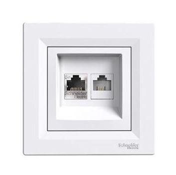 Schneider Asfora Telefon és számítógép aljzat 1-es, komplett, fehér