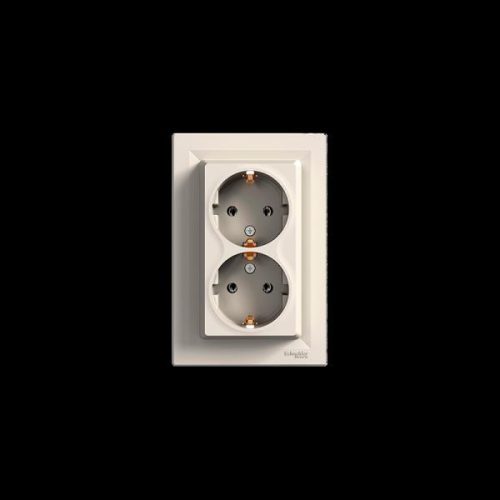 Schneider Asfora dupla dugalj 2x2P+F, komplett, bézs