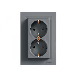 Schneider Asfora Aljzat 2P+F, dupla, komplett, acél