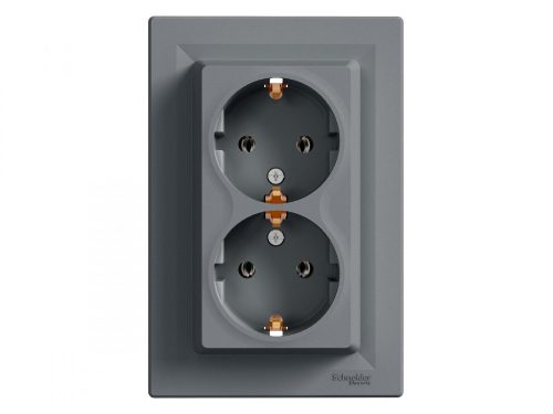 Schneider Asfora Aljzat 2P+F, dupla, komplett, acél