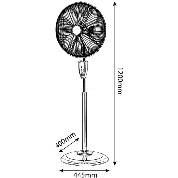 Entac Hordozható Fém Álló Ventilátor 50W Távirányítóval