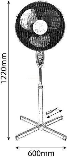 Entac Hordozható Álló Ventilátor Pulzáló 44W Távirányítóval