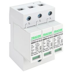   T1+T2 AC típusú túlfeszültséglevezető, cserélhető betéttel 3P 12,5kA 275V