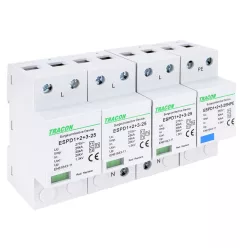   T1+T2+T3 AC típusú túlfeszültség levezető, egybeépített 3+1P 25kA 275V
