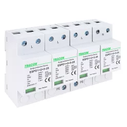   T1+T2+T3 AC típusú túlfeszültség levezető, egybeépített 4P 25kA 275V