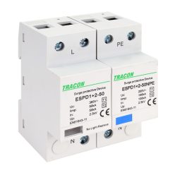   T1+T2 AC típusú túlfeszültség levezető, egybeépített 1+1P 50kA 385V