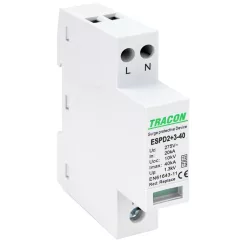   T2+T3 AC típusú túlfeszültség levezető, egybeépített 2P 40kA 275V