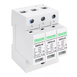   T2 AC típusú túlfeszültség levezető, cserélhető betéttel 3P 40kA 275V