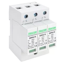   T2 AC típusú túlfeszültség levezető, cserélhető betéttel 3P 70kA 275V